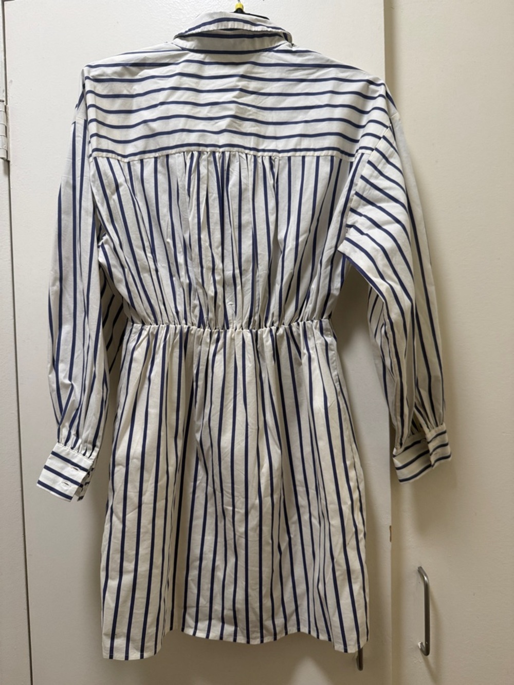 Express White and Navy Striped Shirt Mini Dress - Picture 2 of 3